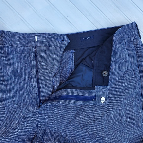 J. Crew Thompson Mens 100% Linen Pants Blue Size 36x34 Fits 36x32 - Picture 4 of 6